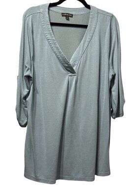 Lane Bryant Womens 3/4 Sleeve Tunic Top Size 14/16 Soft Sage V-Neck